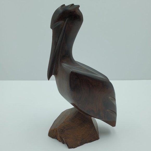 Pelican Accents Wooden Pelican Statue Figurine Coastal Beach Decor